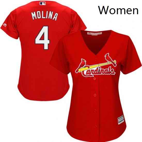Womens Majestic St Louis Cardinals 4 Yadier Molina Authentic Red Alternate Cool Base MLB Jersey